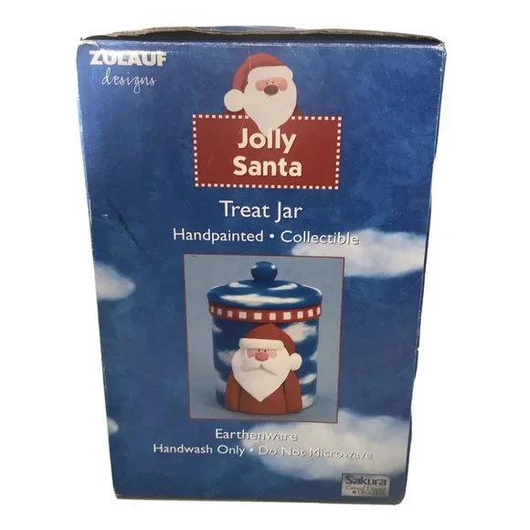 Sakura Oneida Earthenware Zulauf Design Jolly Santa Christmas Cookie Treat Jar - Picture 8 of 12